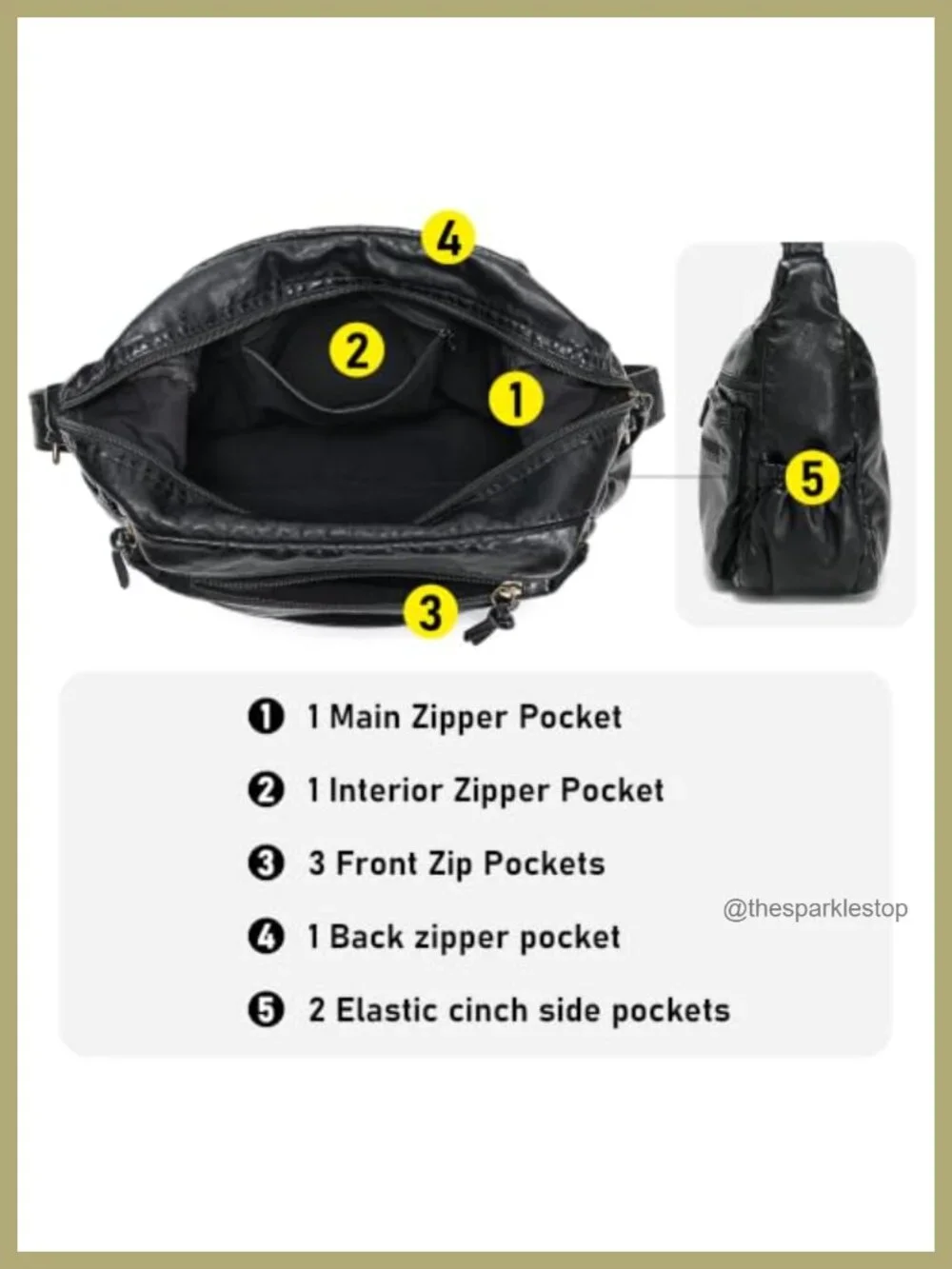 Soft Faux Leather Hobo Crossbody Bag with Multiple Zipper Pockets